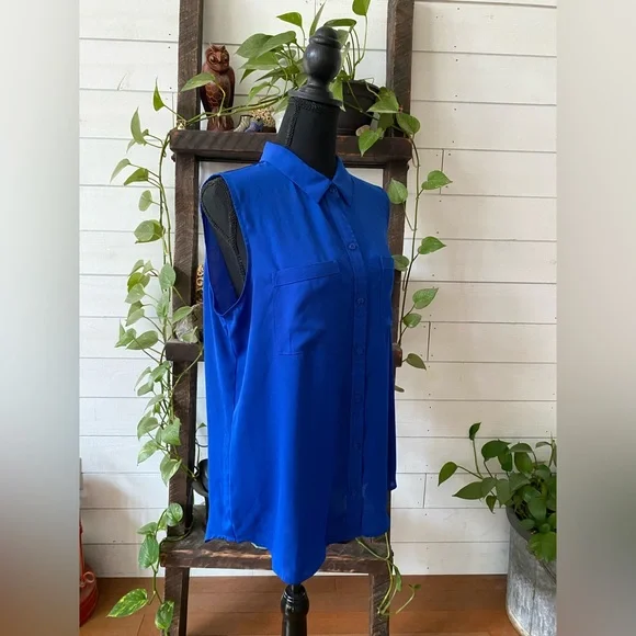 Apt 9: Elegant Royal Blue Button Down Shirt - Picture 9 of 17